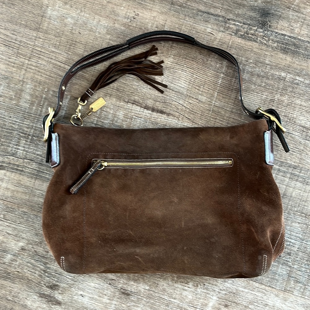 Coach suede chocolate brown purse